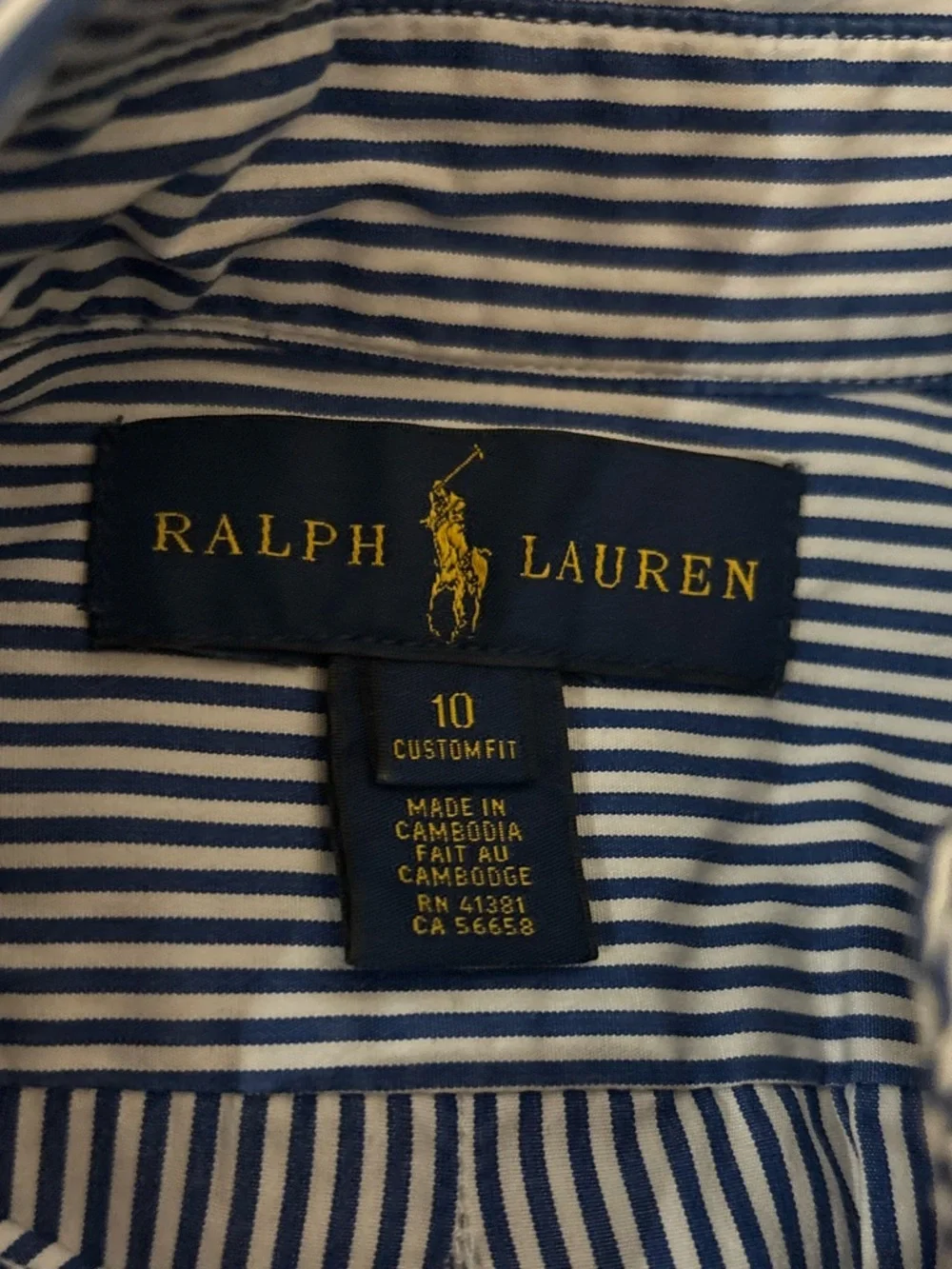 Polo Ralph Lauren boys blue & White Striped Button-Down Shirt size 10